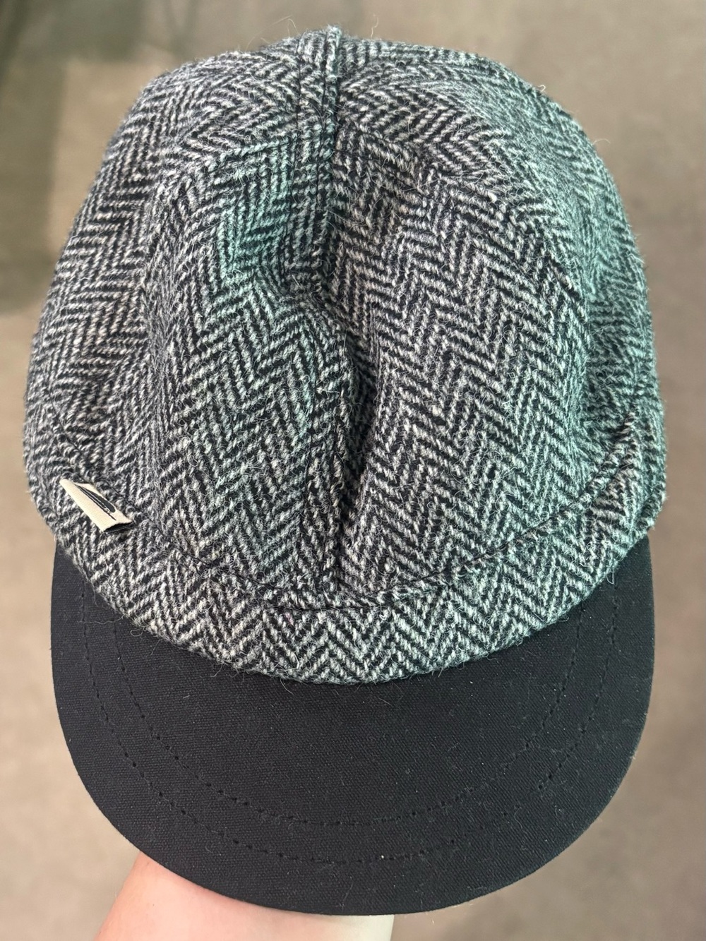 Stormy Kromer & Harris Tweed Herringbone Wool Line Paper Boy Cap with Black Brim
